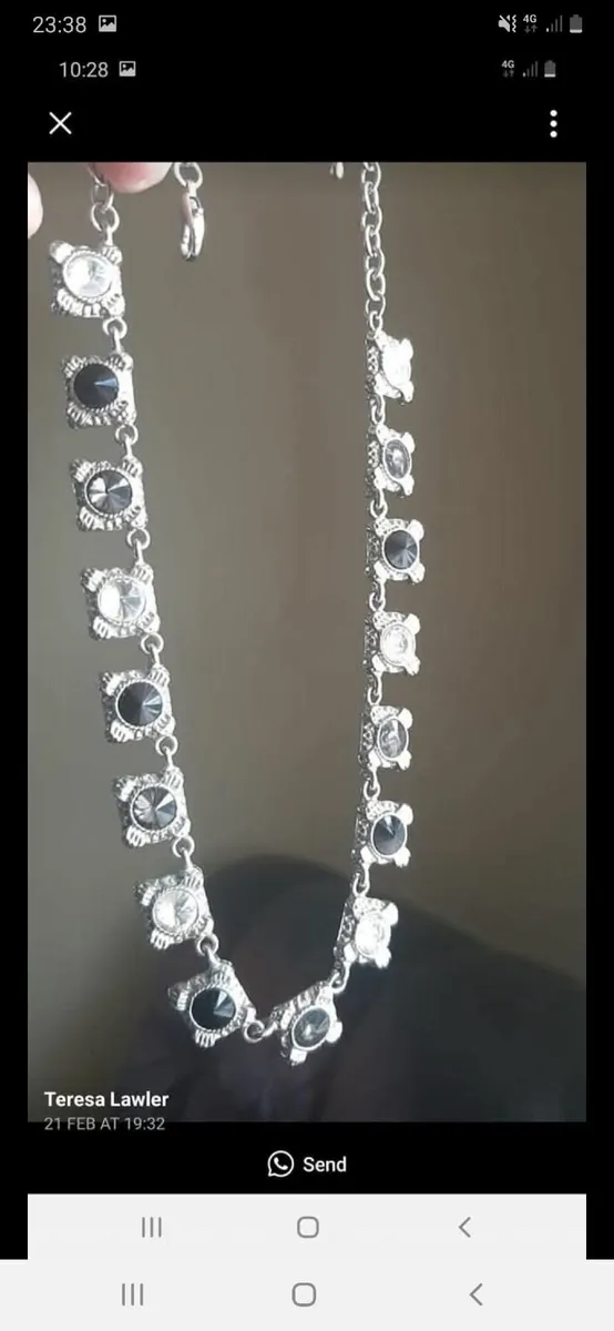 Beautiful black, white, grey stone necklace - Image 2