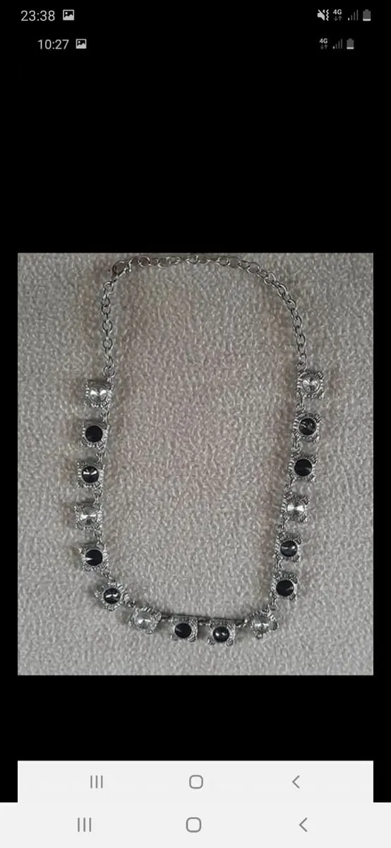 Beautiful black, white, grey stone necklace - Image 4