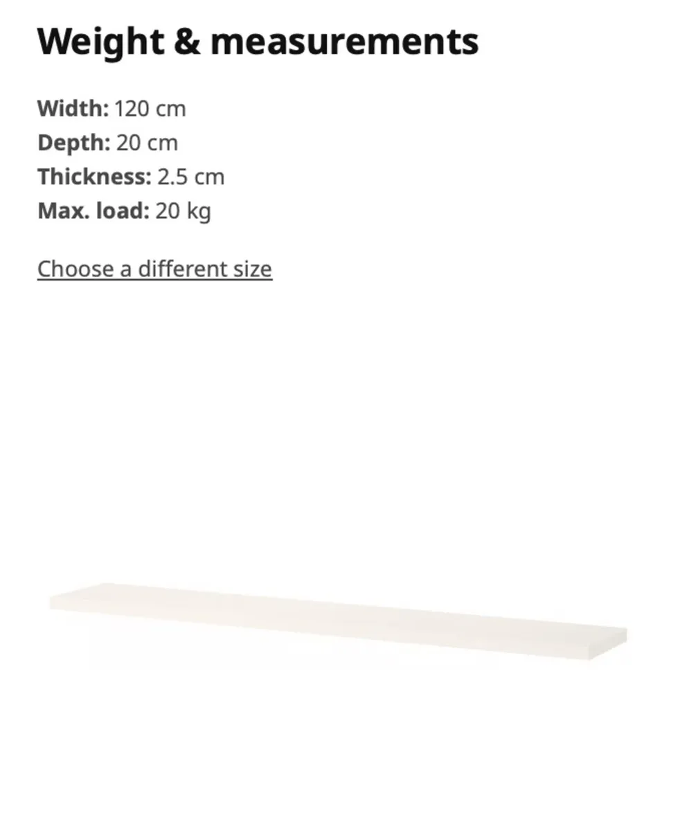 BERGSHULT Shelf, 120x20 cm + Brackets - Image 2