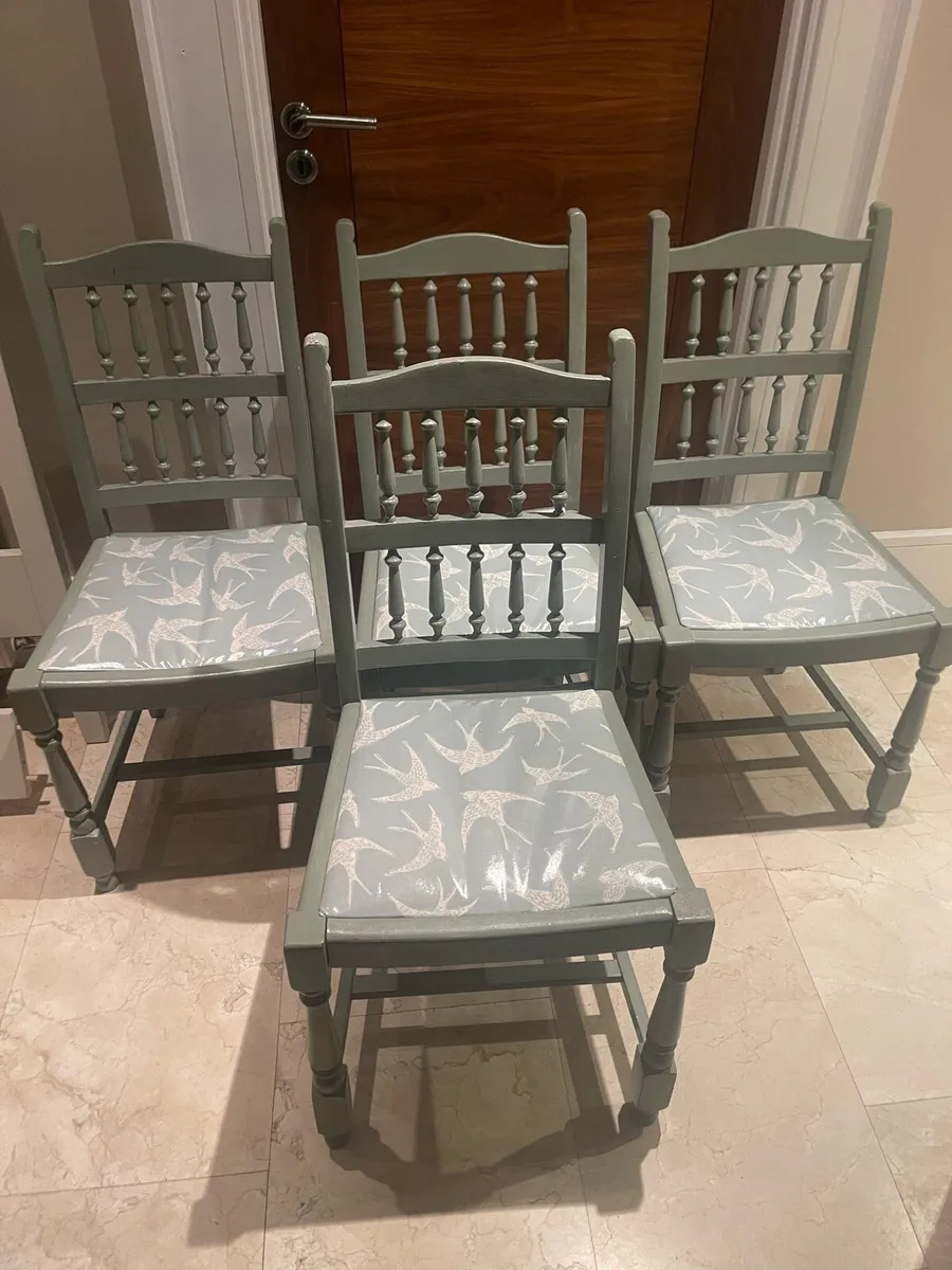 4 x Good Quality Grey Padded Kitchen Dining Chairs - Image 1