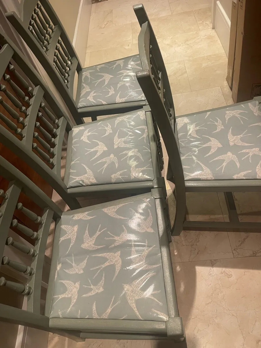 4 x Good Quality Grey Padded Kitchen Dining Chairs - Image 2