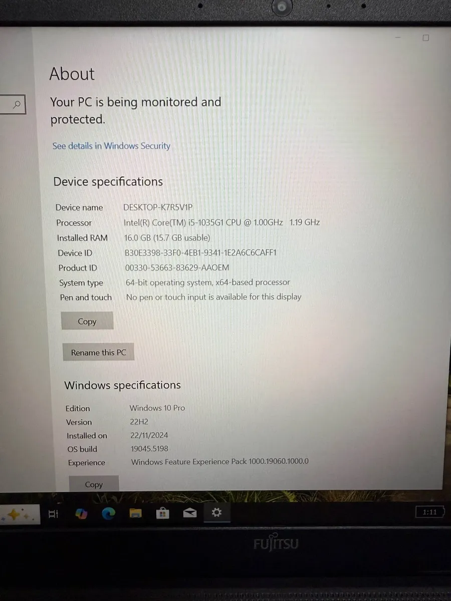 Fujitsu i5 pro 16-256 win 10 - Image 2