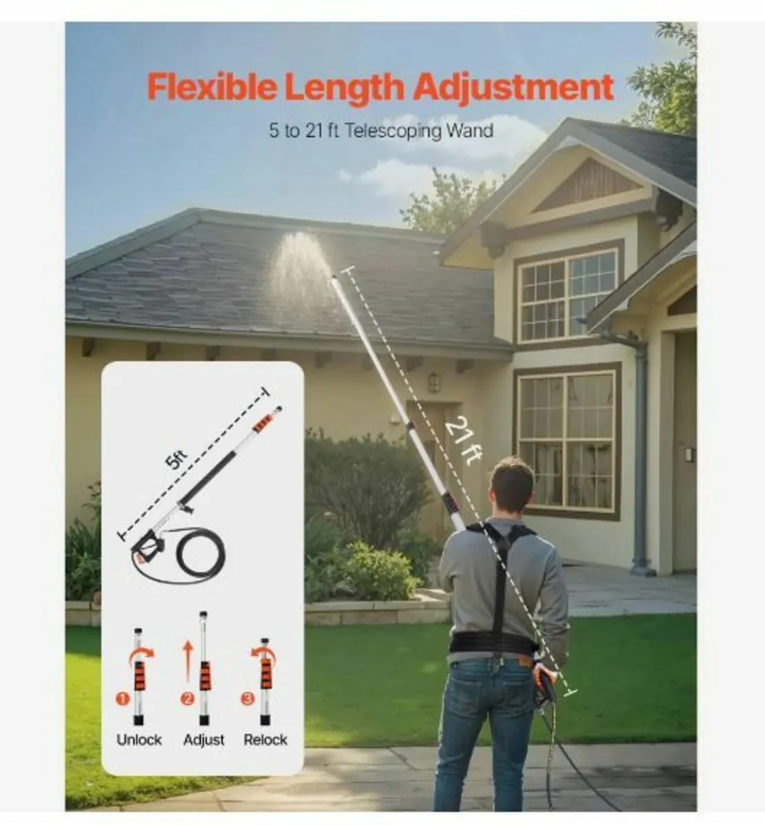 Pressure Washer Telescoping Wand 21 ft 4000 psi - Image 2