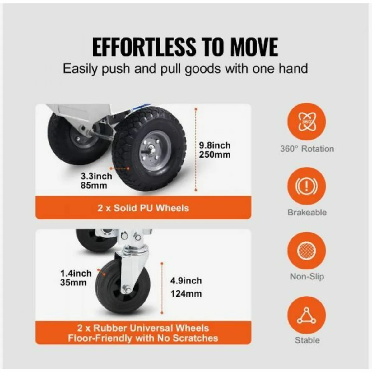 Aluminum Hand Truck, 2 in 1, 800 lbs Load Capacit - Image 3