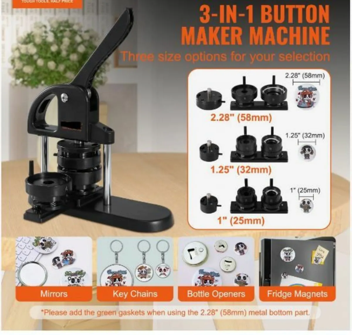 Button Maker Machine, 1/1.25/2.28 inch(25/32/58mm) - Image 4