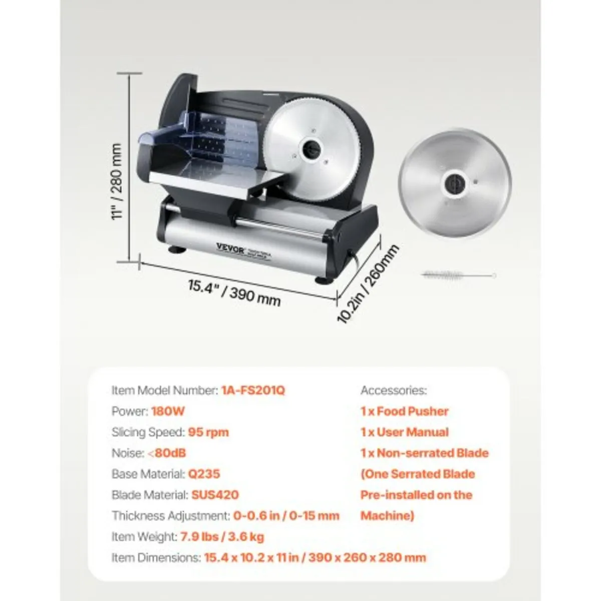 Meat Slicer 180W 7.5" Electric Deli Food Slicer fo - Image 4
