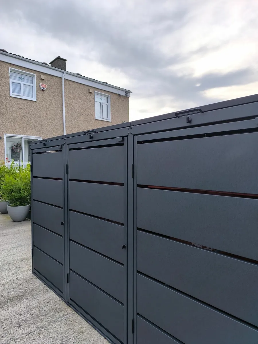 Triple Metal Wheelie Bin Shed Golden Oak - Image 4