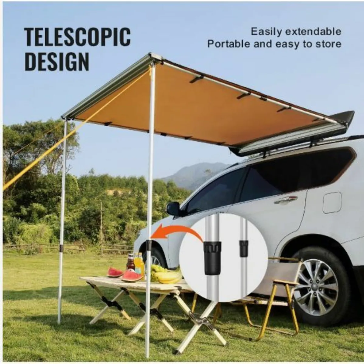 Car Side Awning, Large 4.6'x6.6' Shade Coverage - Image 3