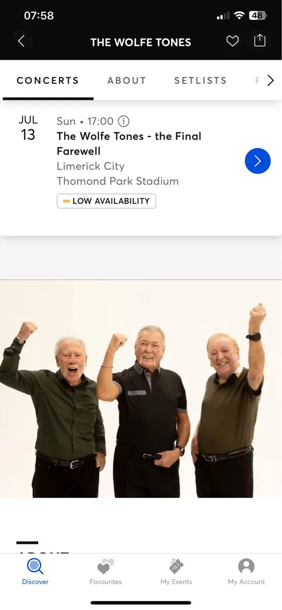 2x Wolfe tones tickets for Sun 13th July Thomand