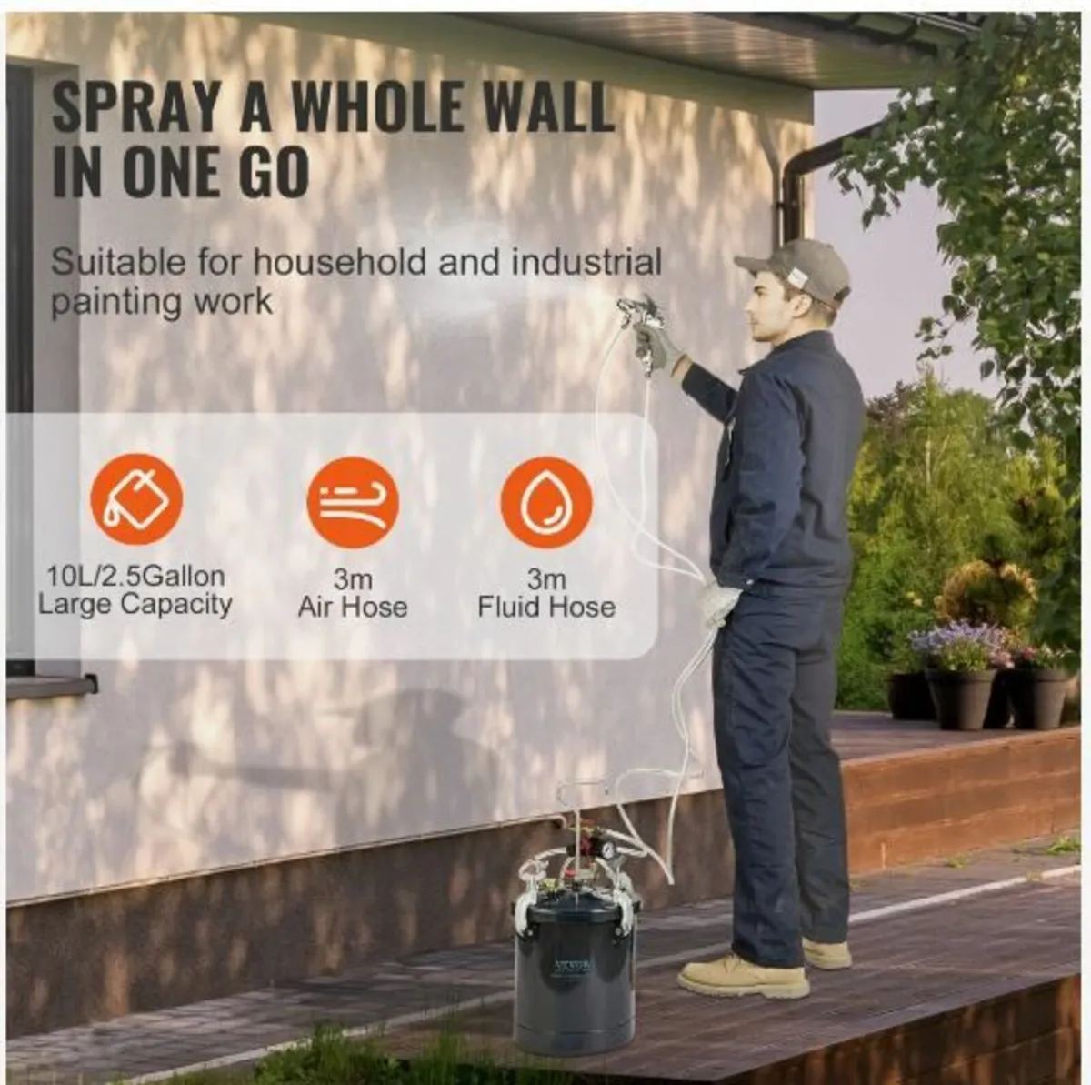 Spray Paint Pressure Pot Tank, 10L/2.5gal - Image 2