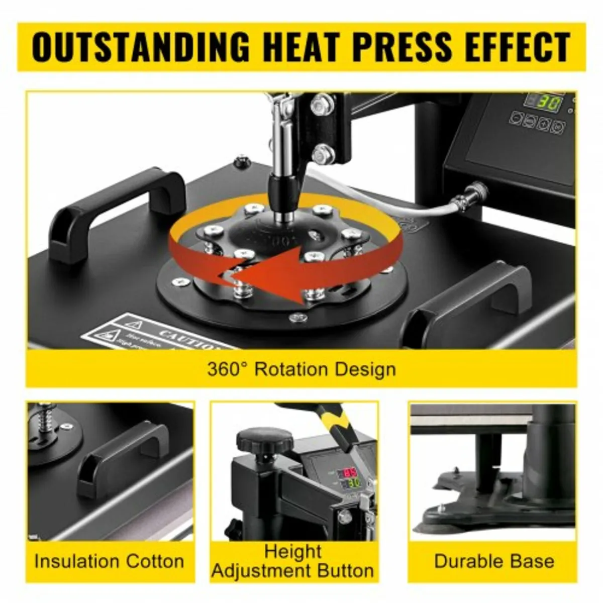 5 In 1 Heat Press 15"x15" Transfer Cap 53" Vinyl C - Image 4