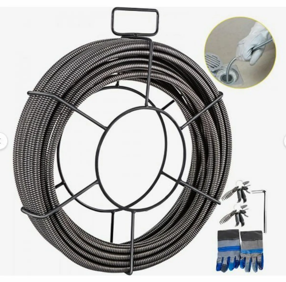 Drain Cleaning Cable 50 Feet x 3/8 Inch Solid Cor - Image 1