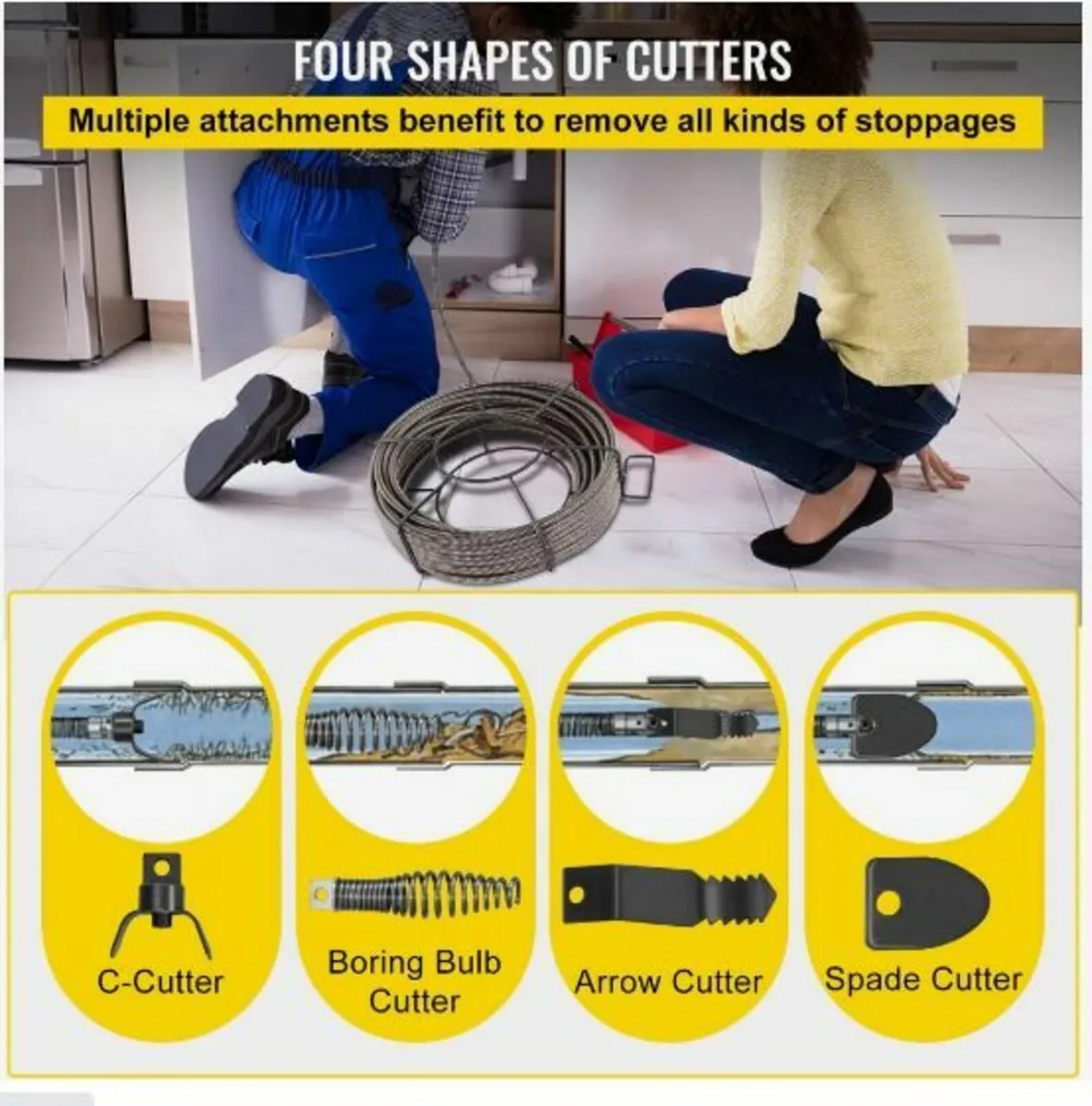 Drain Cleaning Cable 50 Feet x 3/8 Inch Solid Cor - Image 4