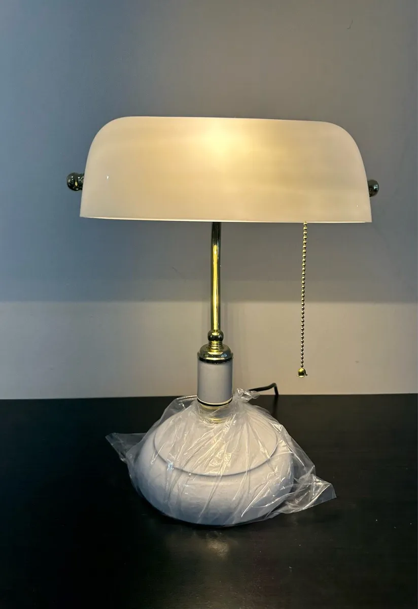 Retro Bankers Lamp with White Shade - Image 2