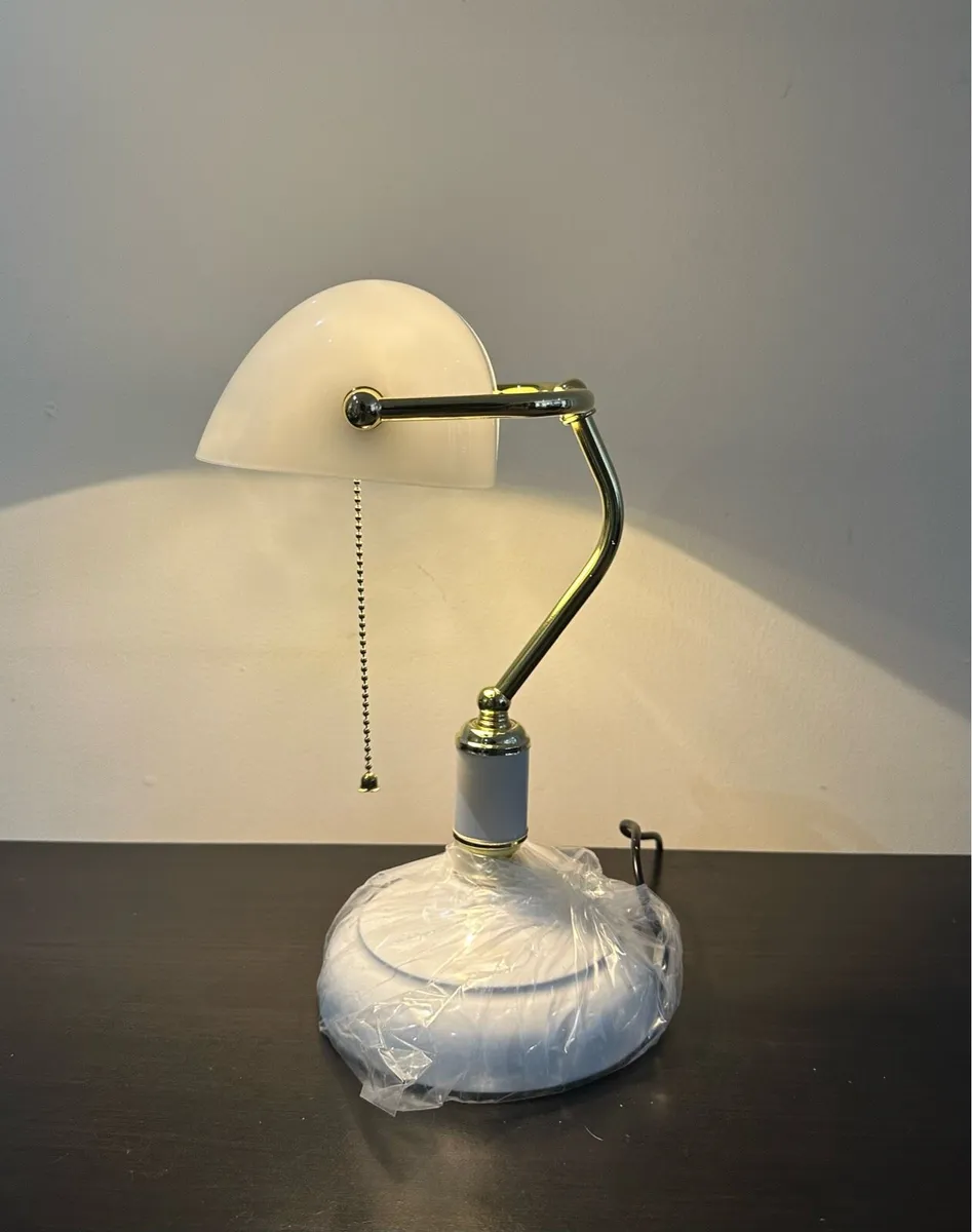 Retro Bankers Lamp with White Shade - Image 3