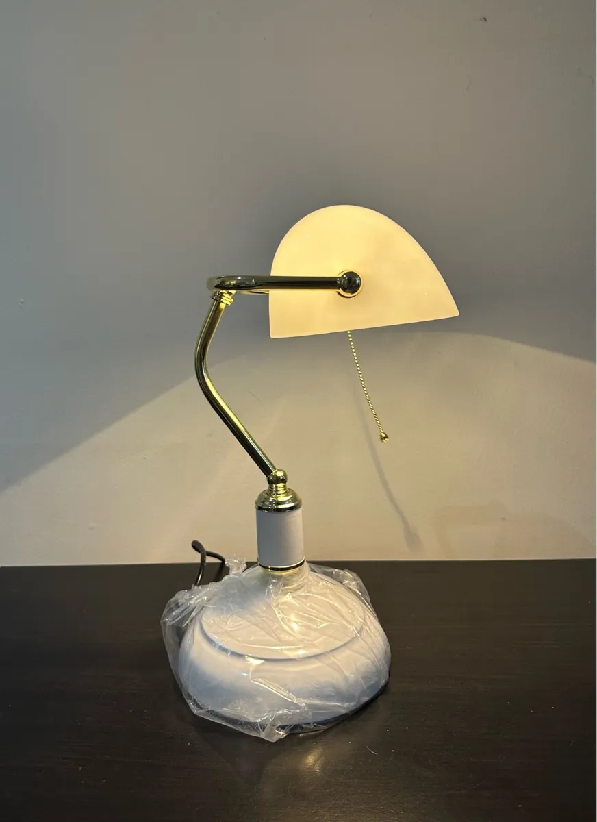 Retro Bankers Lamp with White Shade - Image 4