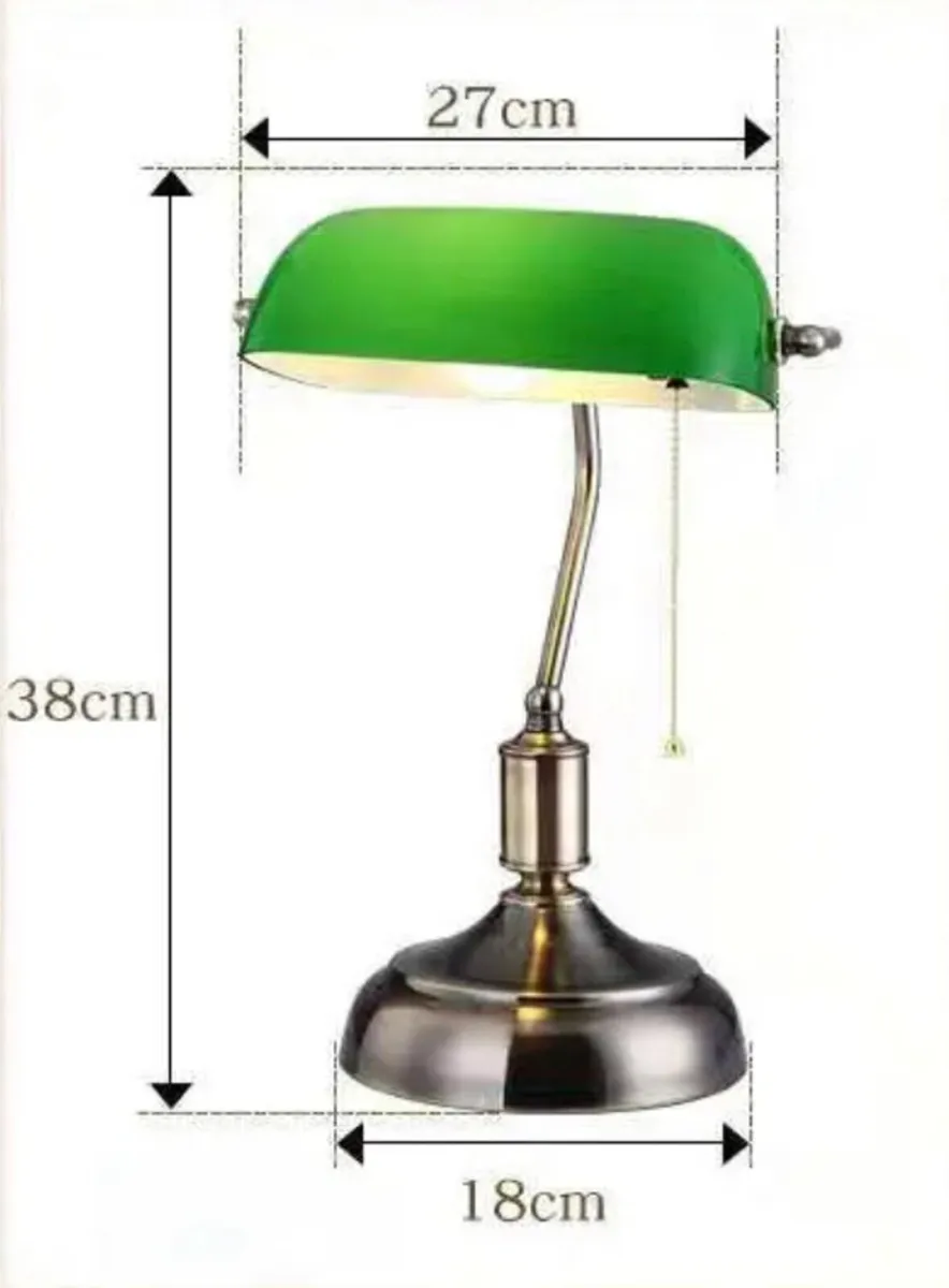 Retro Bankers Lamp with White Shade - Image 2