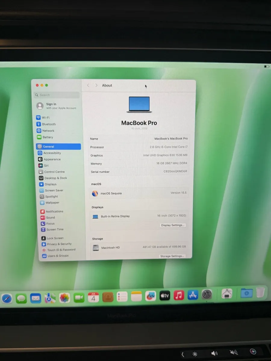 MacBook Pro 16" 2019 i7/16GB/512SSD/AMD4GB/270c - Image 3