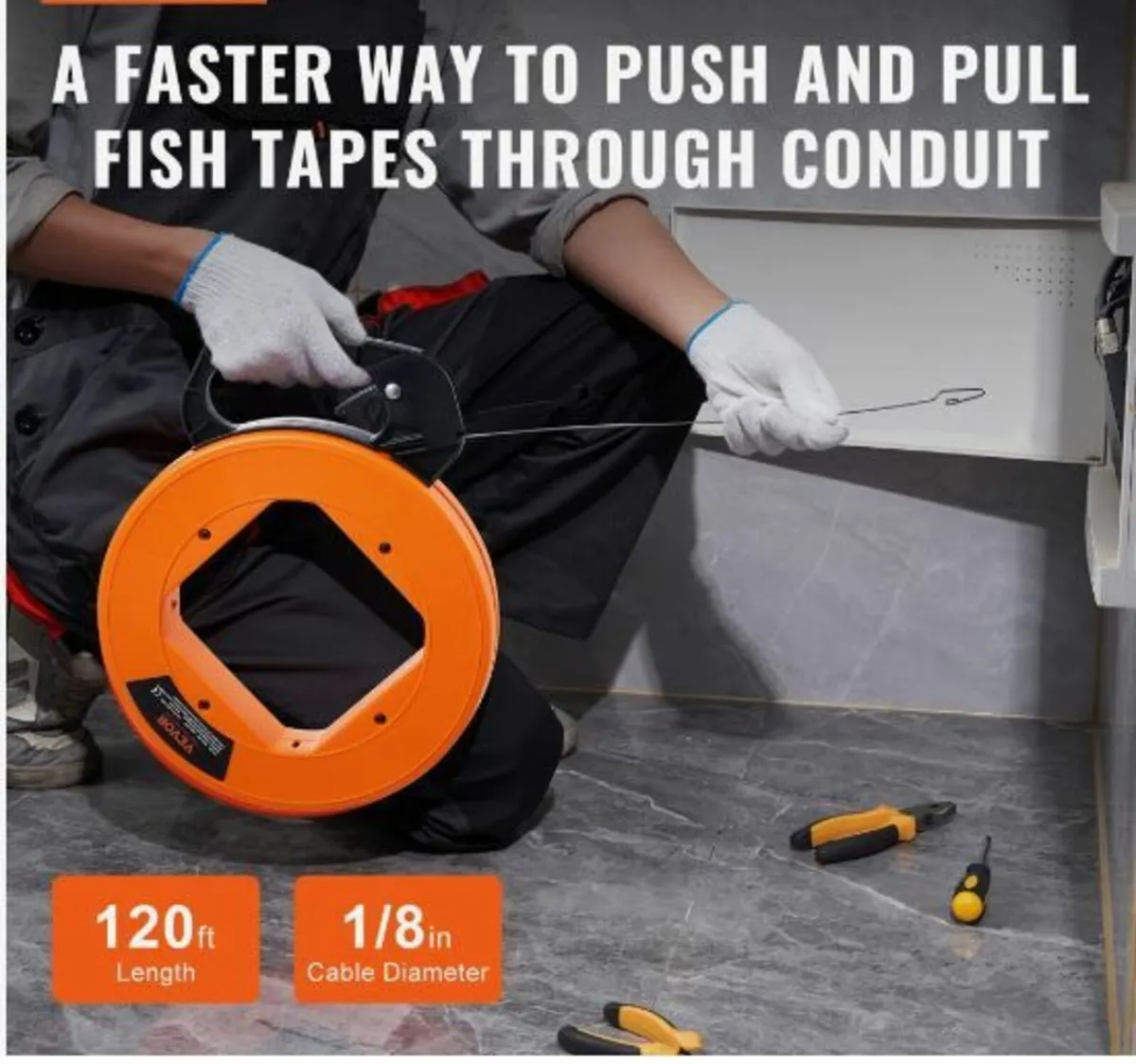 Fish Tape Wire Cable Line Puller 120ft - Image 3