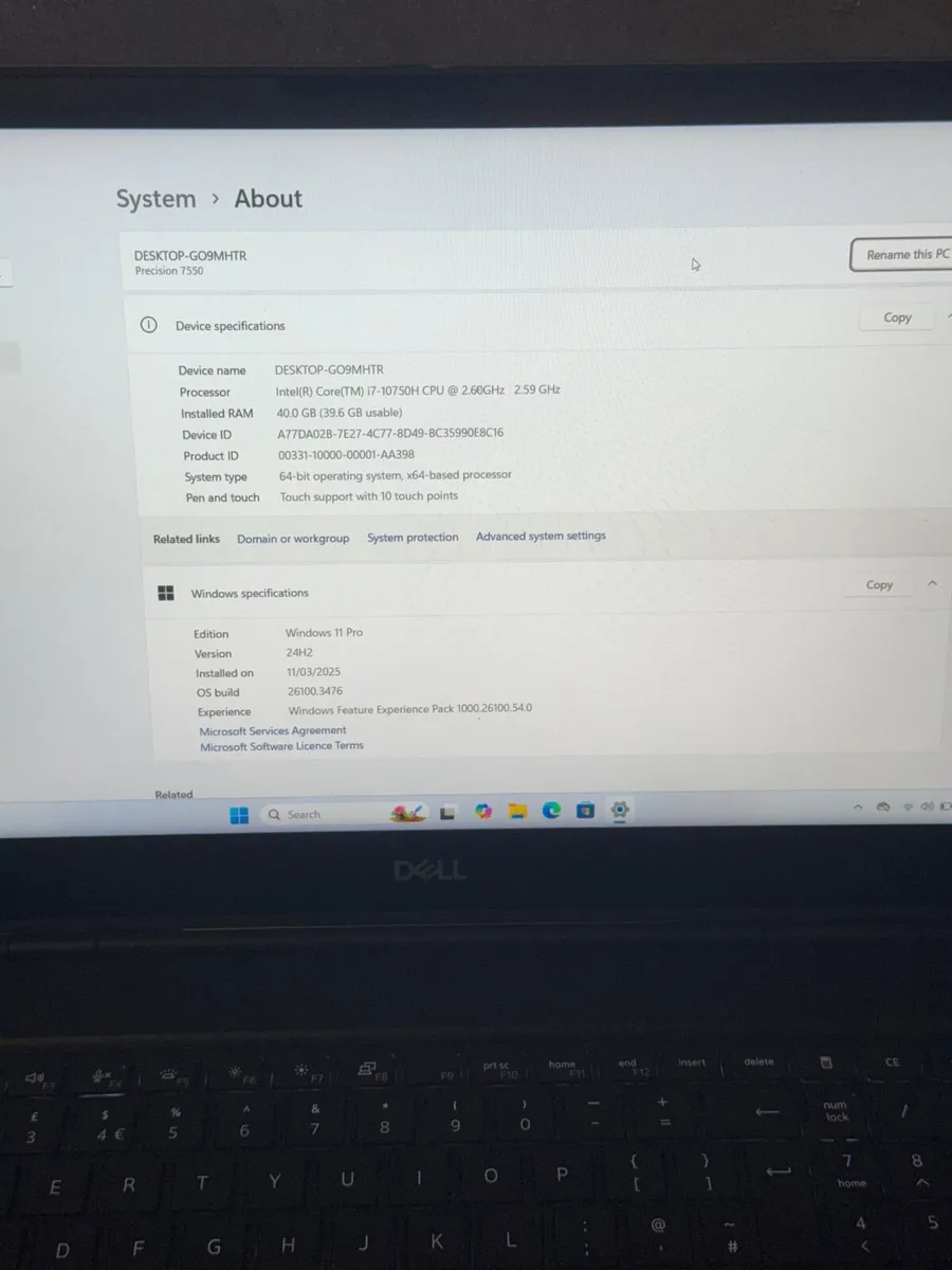 Dell Precision 7550 Laptop i7/40GB/1TBSSD/FHDTouch - Image 2
