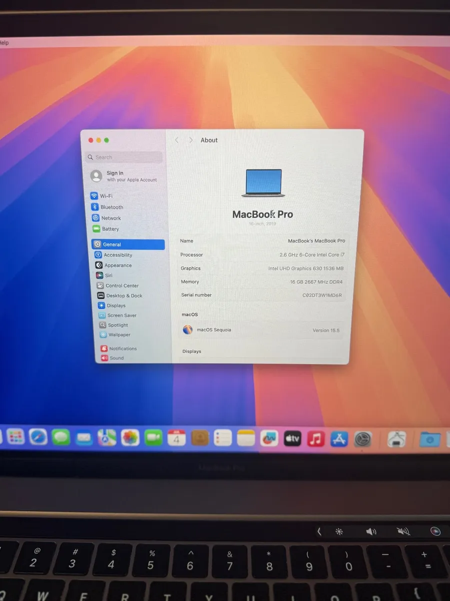 MacBook Pro 16" 2019 i7/16GB/512SSD/AMD4GB/382c - Image 2