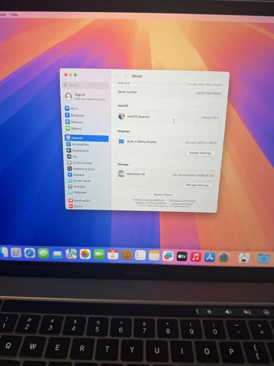 MacBook Pro 16" 2019 i7/16GB/512SSD/AMD4GB/382c - Image 4