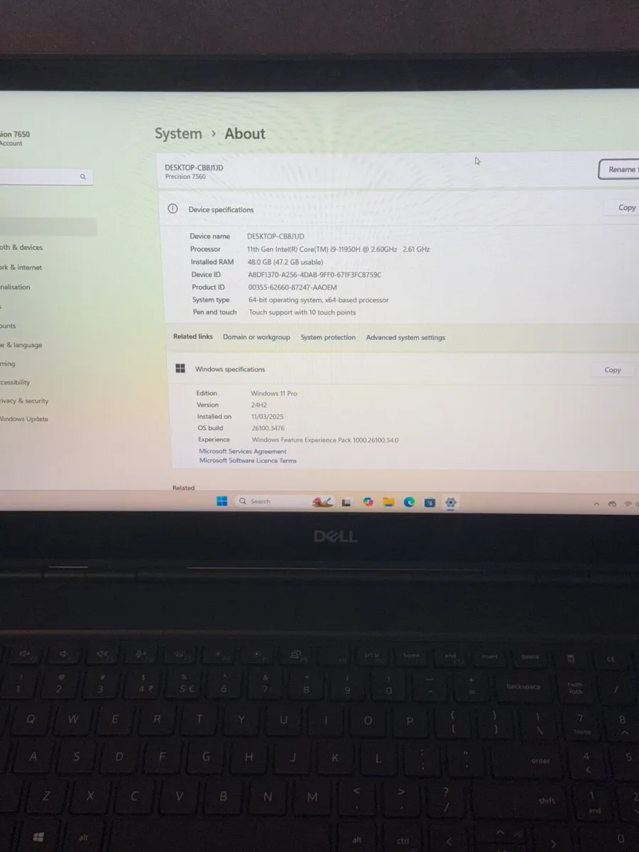 Dell Precision 7560 Laptop i9/48GB/1TBSSD/FHDTouch - Image 2