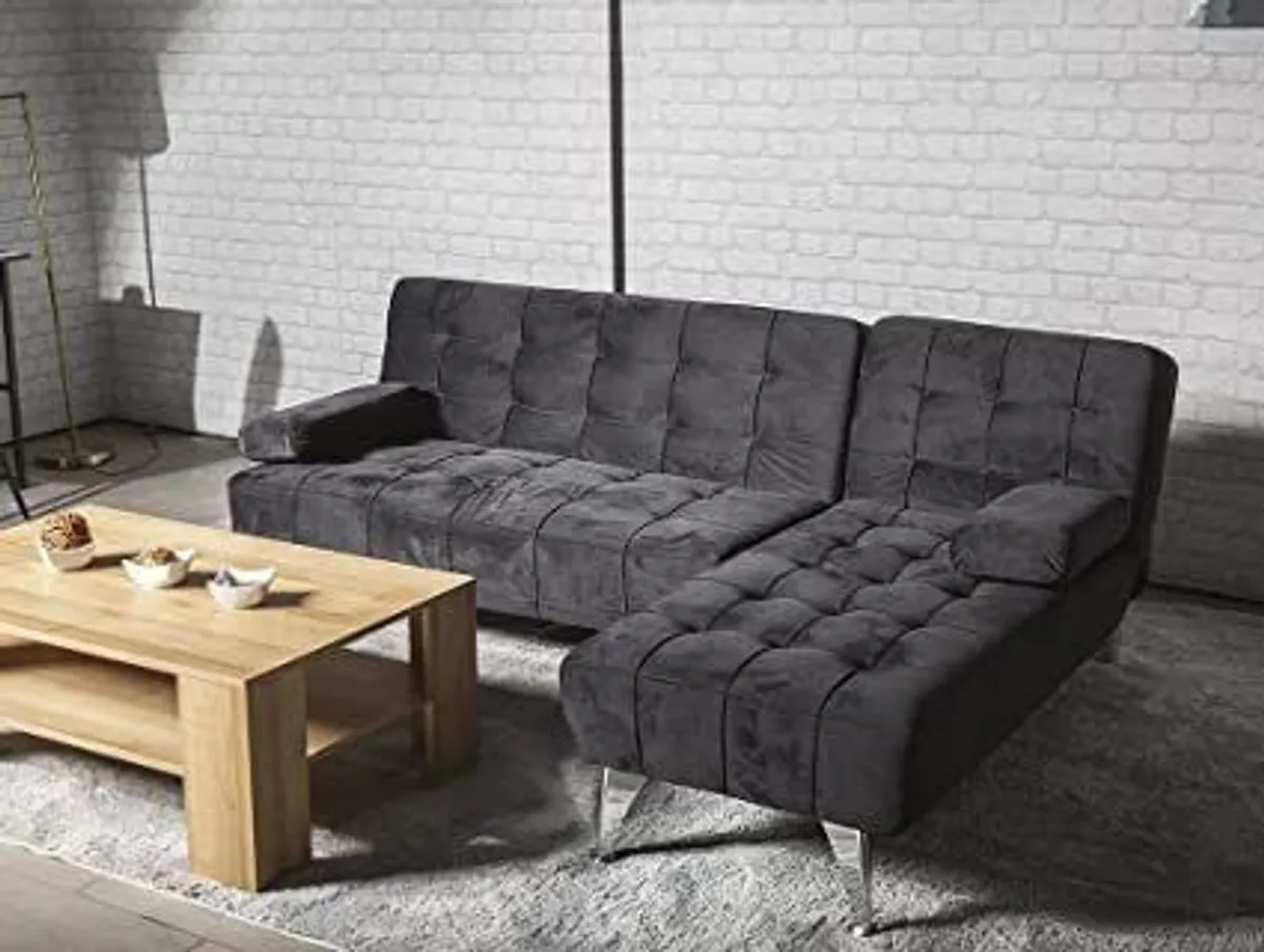 Black Velvet Nordic Comfort Chaise Sofa - Image 1