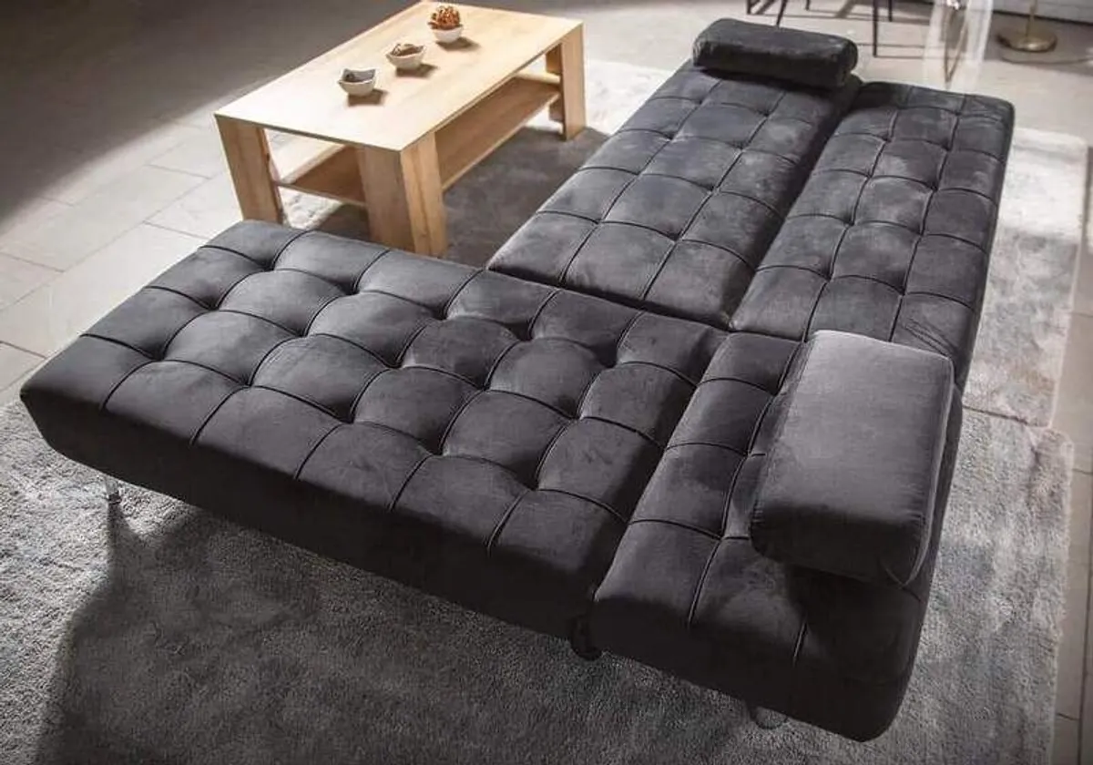Black Velvet Nordic Comfort Chaise Sofa - Image 4