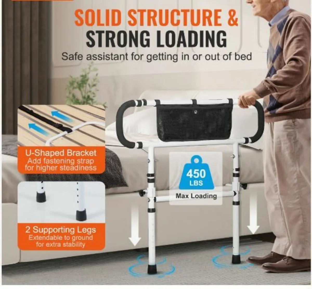 Bed Rails for Elderly Adults, 180° Foldable - Image 3