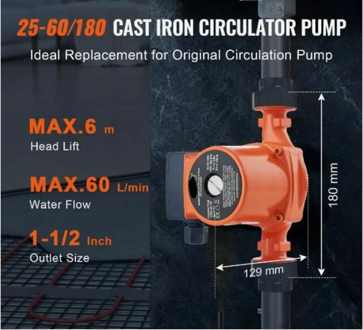 Hot Water Circulation Pump Cast Iron - Image 2