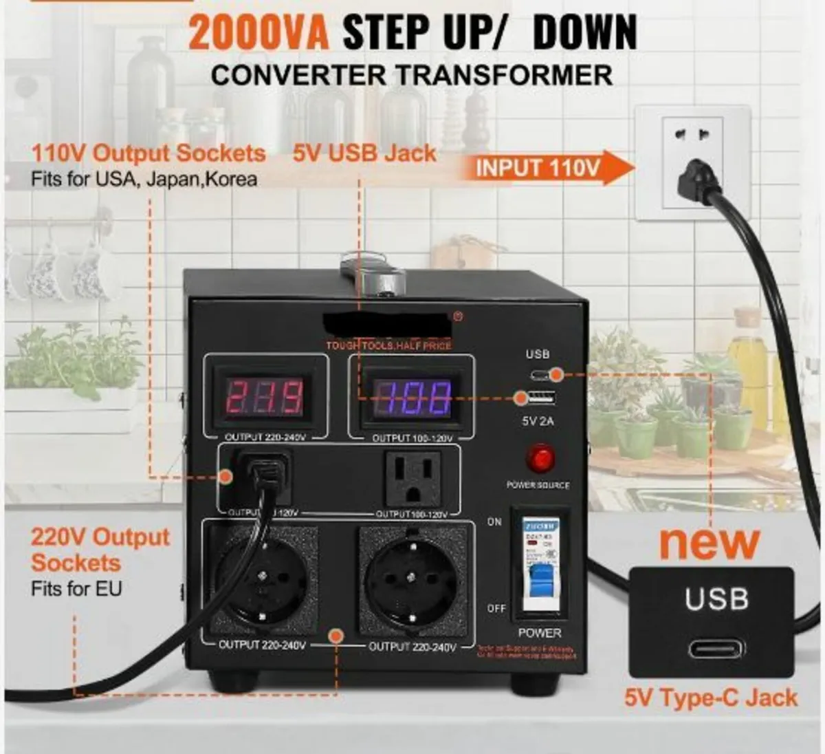 Voltage Converter Transformer, 2000VA - Image 2