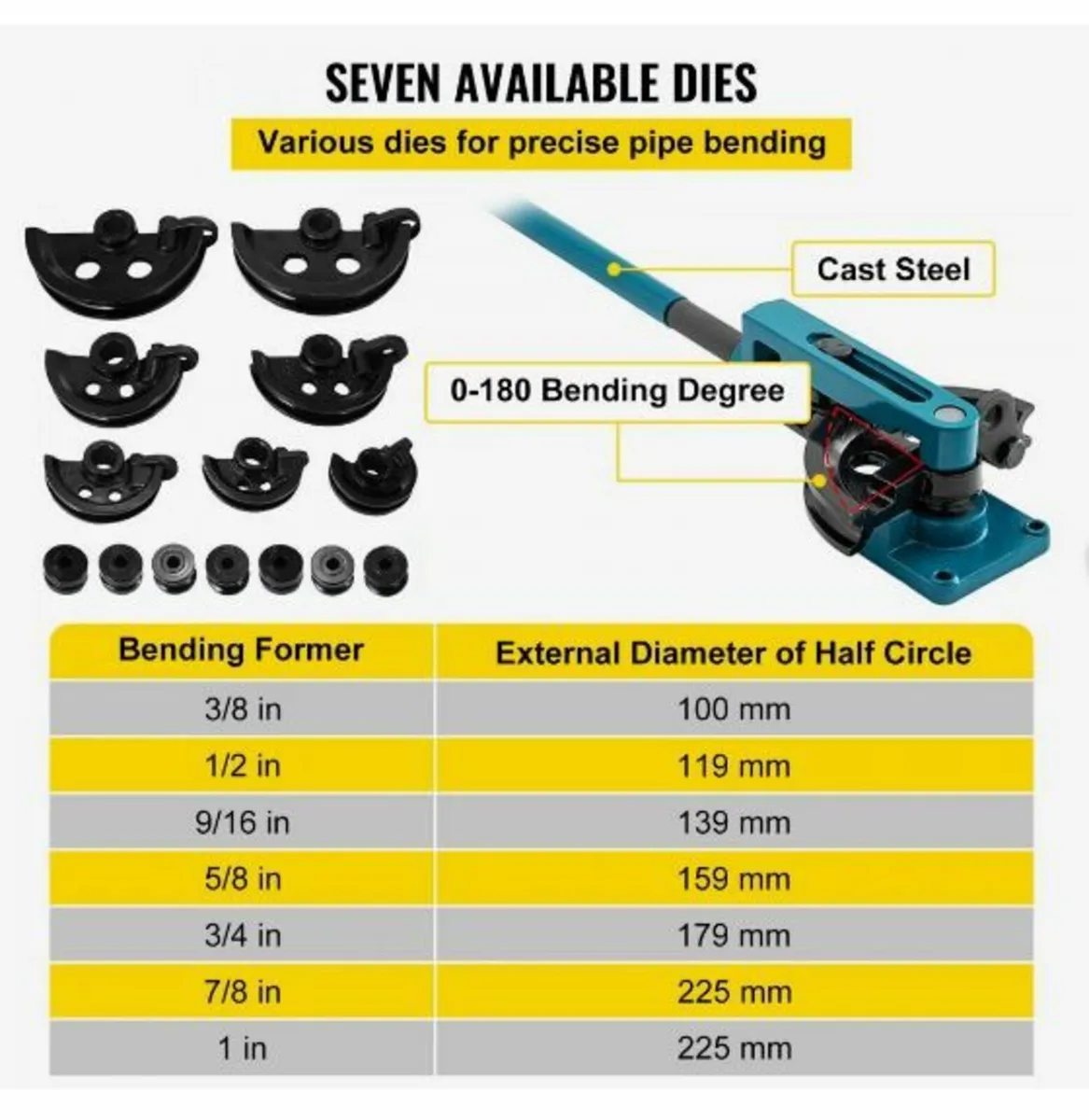 R Pipe Bender 3/8 to 1 Inch Pipe Tubing Bender - Image 3