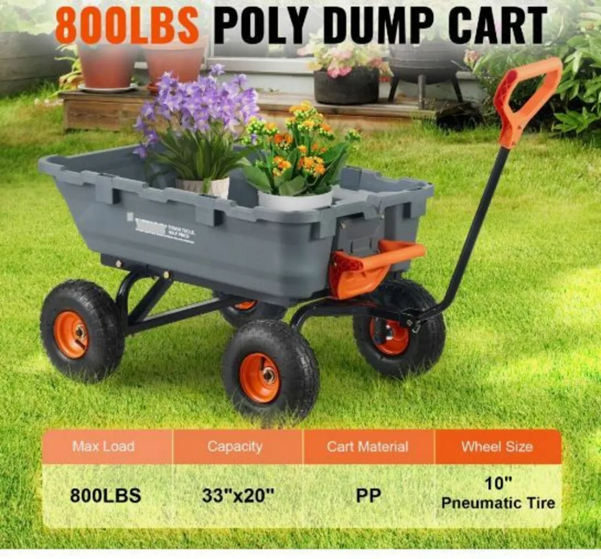 Poly Garden Dump Cart Heavy-duty Yard - Image 2