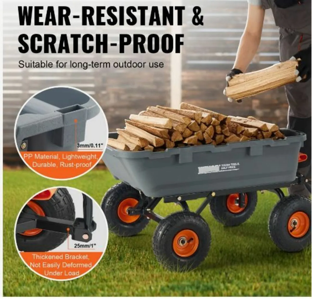 Poly Garden Dump Cart Heavy-duty Yard - Image 3