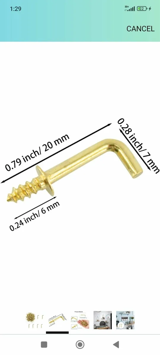 Small Brass L Square Hooks - Image 2