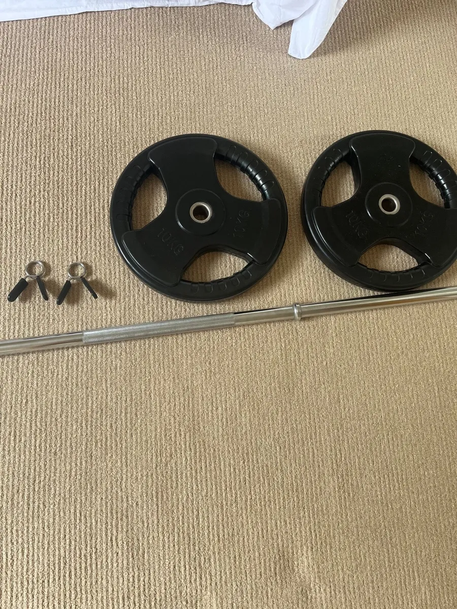 Barbell with 2x 10kg weights - Image 1