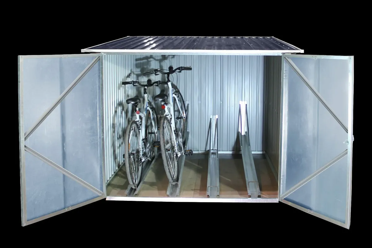 6x6 Steel Grey Bicycle Stores with Ramps. - Image 1