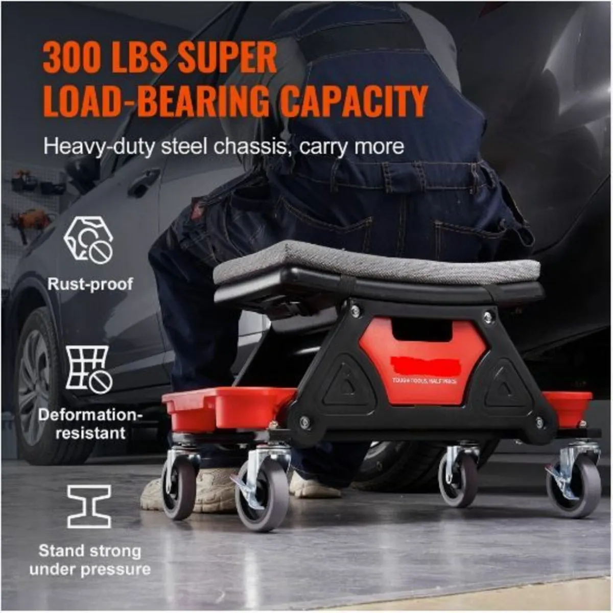 Mechanics Stool, 300 LBS Capacity - Image 3