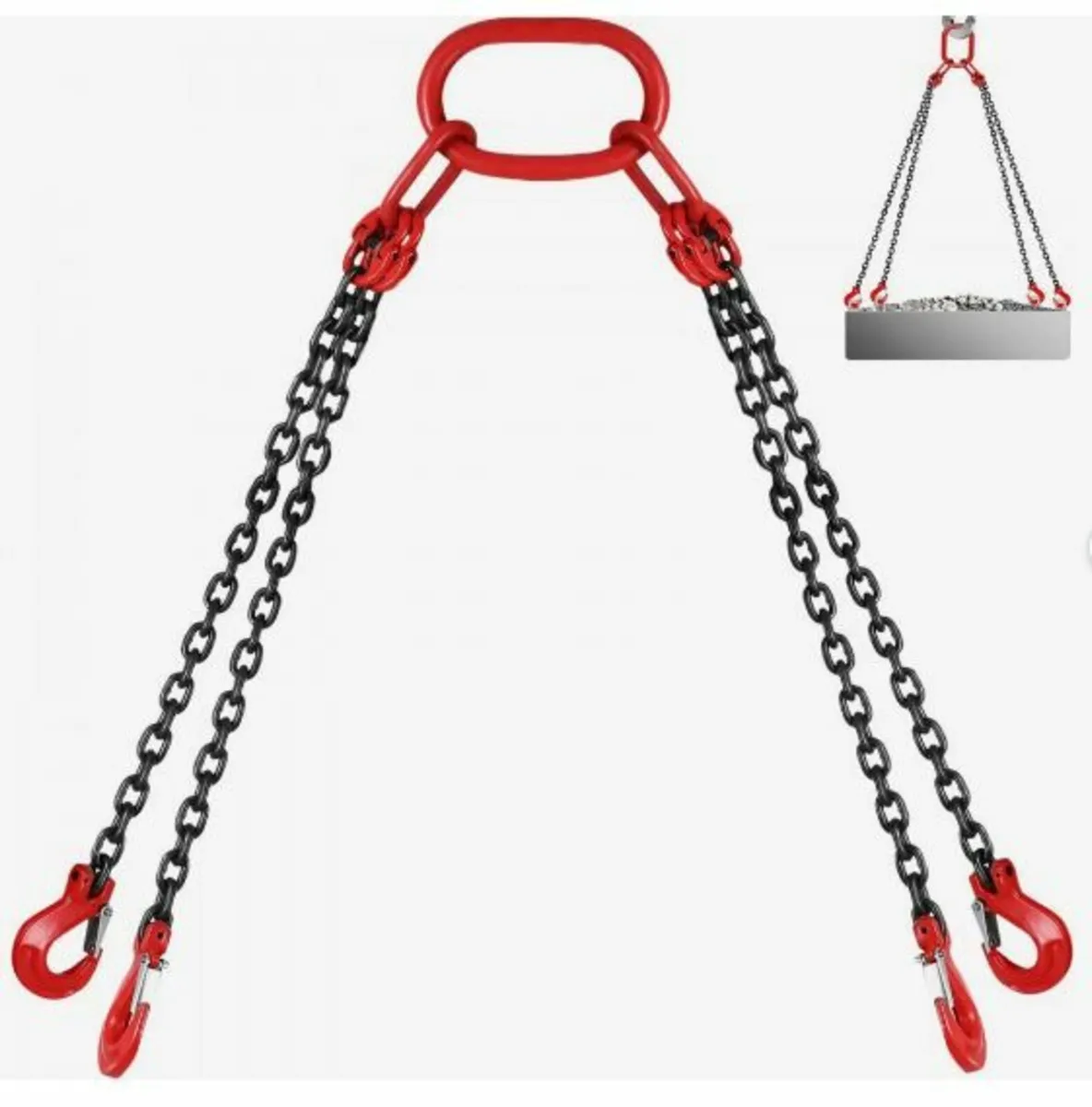 8MM Lifting Chain Sling with Hooks, 4 Leg Chain - Image 1