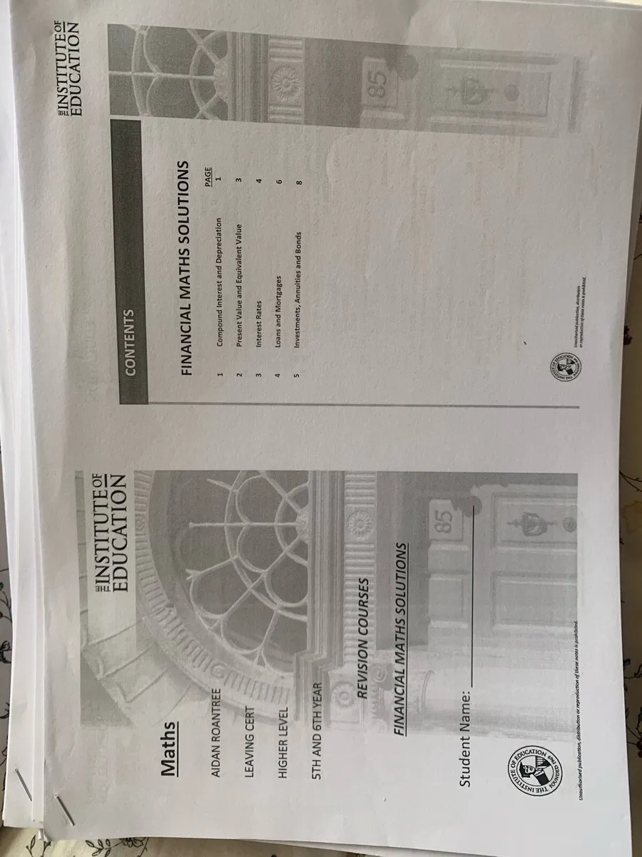 Institute leaving cert notes maths