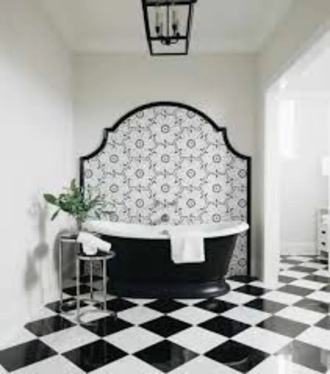 Black White Bathroom Shower WC Patio Floor Tiles. - Image 3