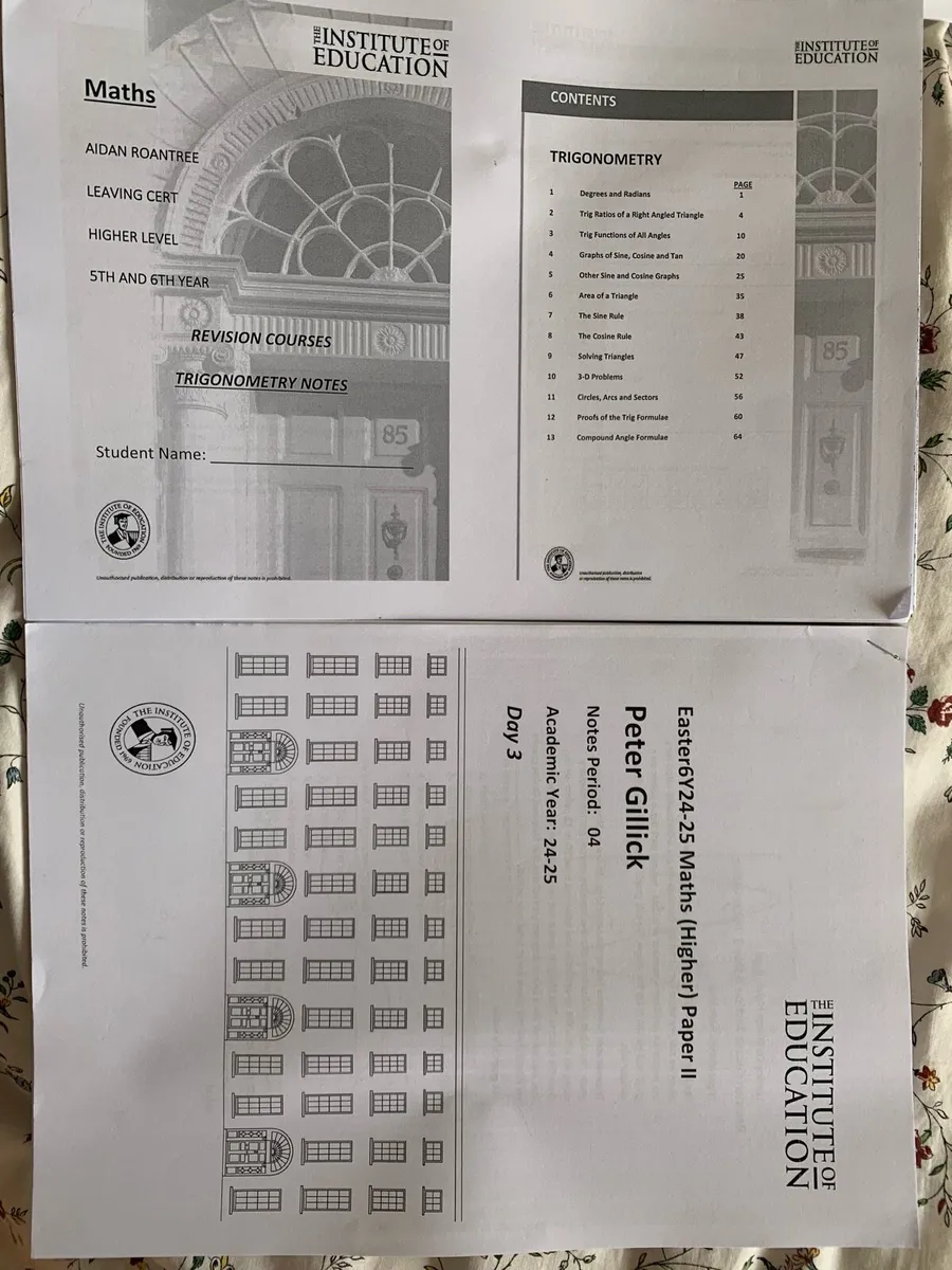 Institute maths notes leaving cert