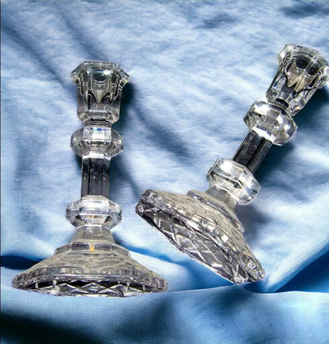 Vintage Pair Galway Crystal Candlesticks - Image 3