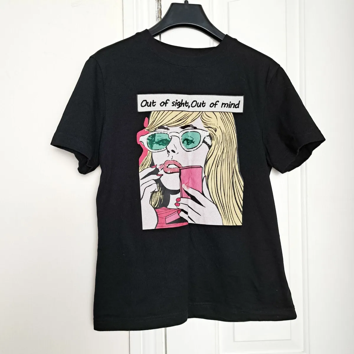 Miss Sixty Black Pop Art Print T-shirt Size S - Image 1