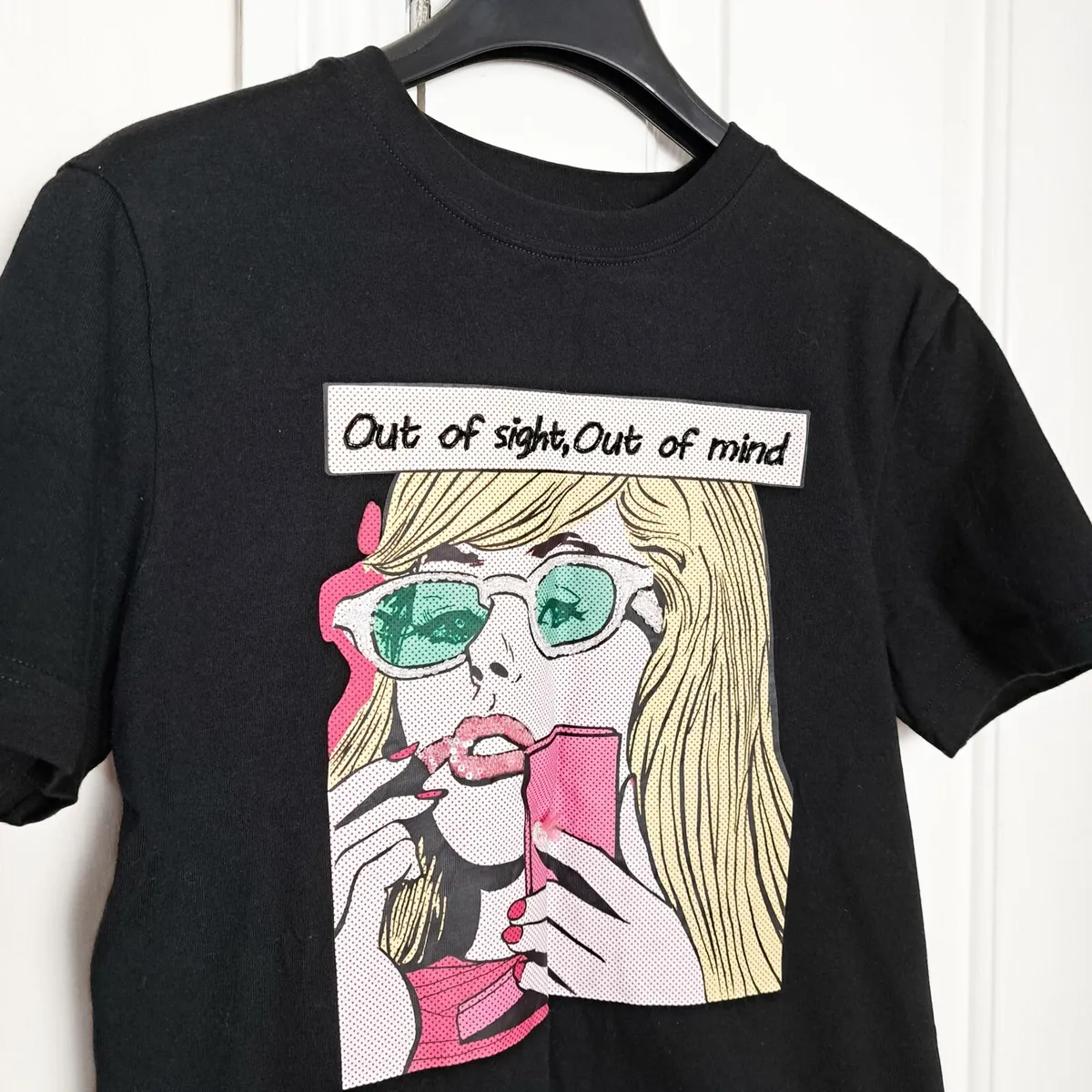 Miss Sixty Black Pop Art Print T-shirt Size S - Image 2