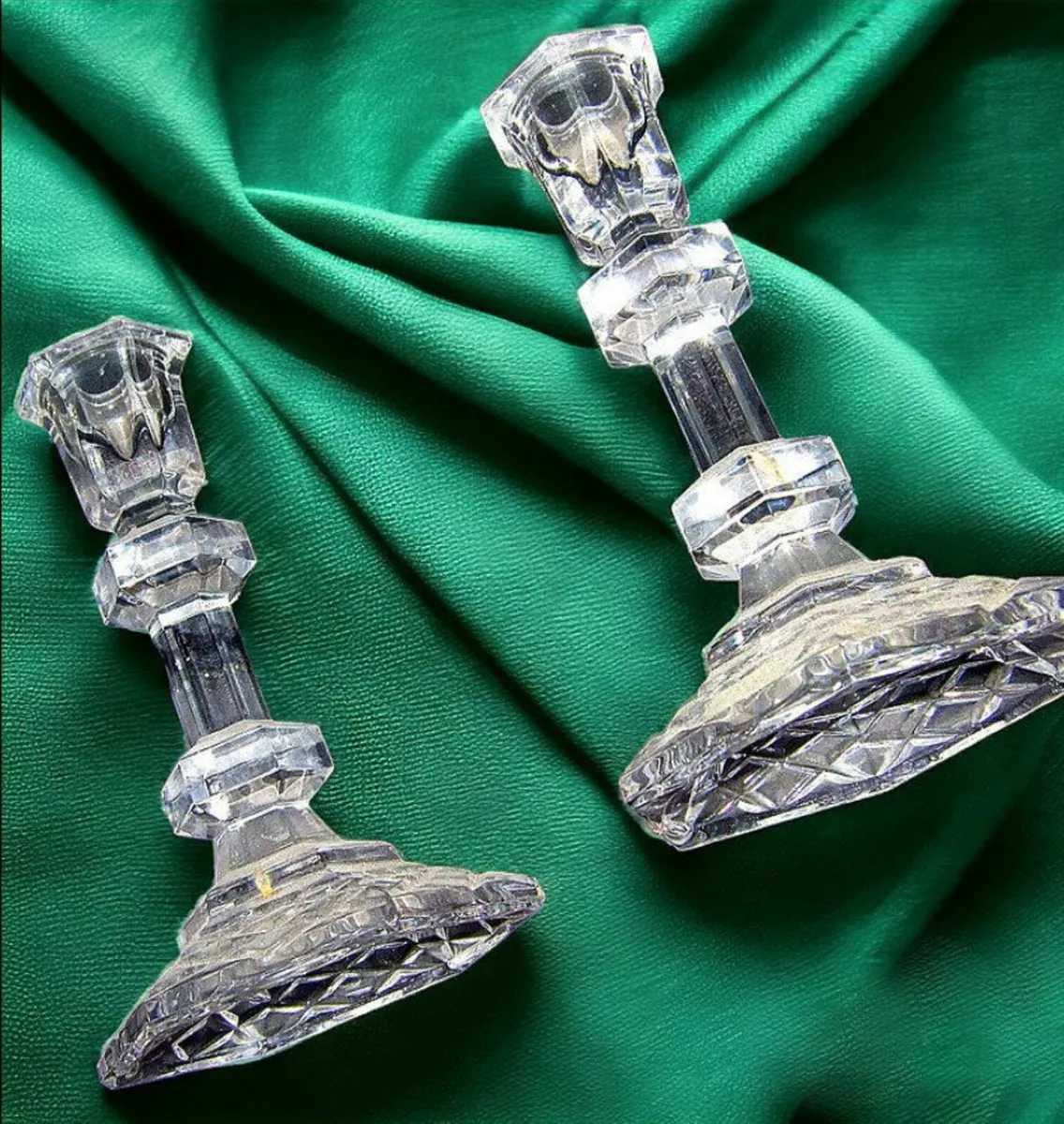 Vintage Pair Galway Crystal Candlesticks - Image 1