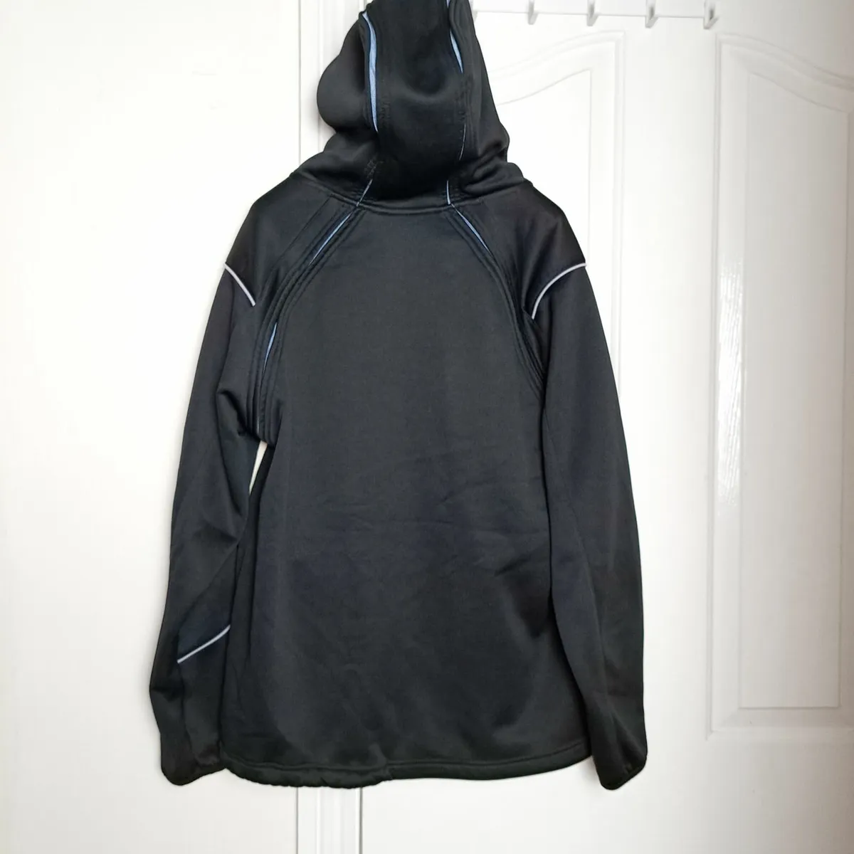 Black Blue Accents Full Zip Hoodie Jacket Size S - Image 2