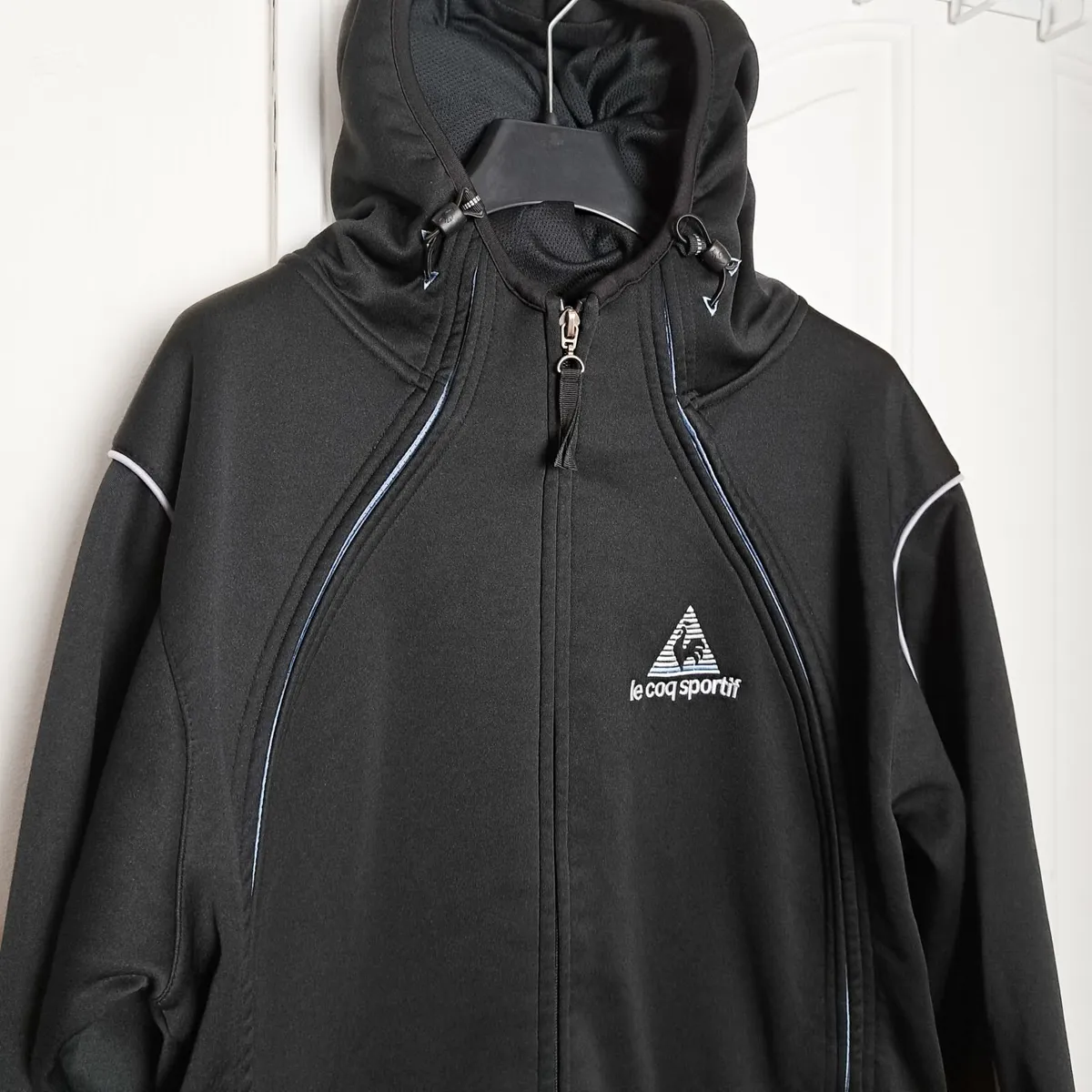 Black Blue Accents Full Zip Hoodie Jacket Size S - Image 3