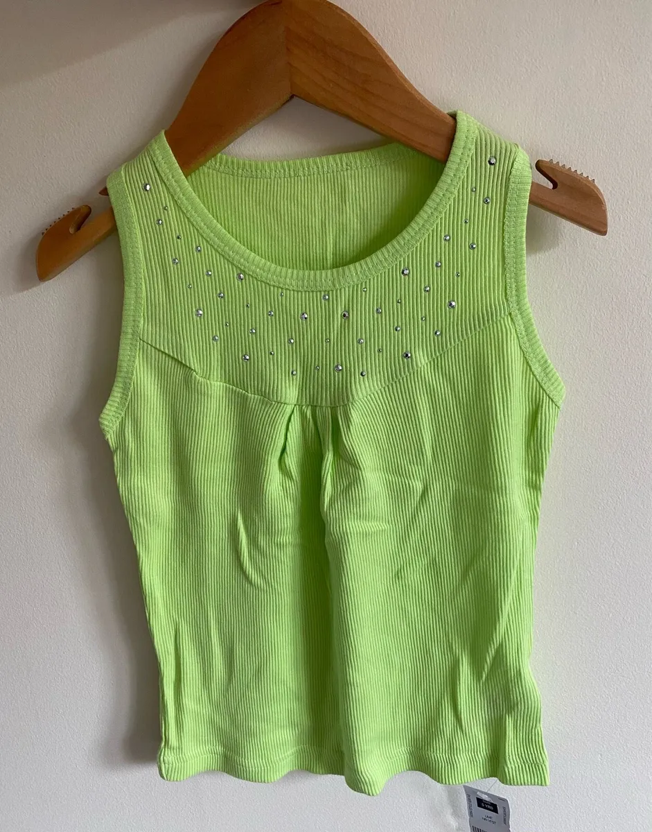 Brand new Girl’s Lime Ribbed Vest Top with Sequins - Image 3